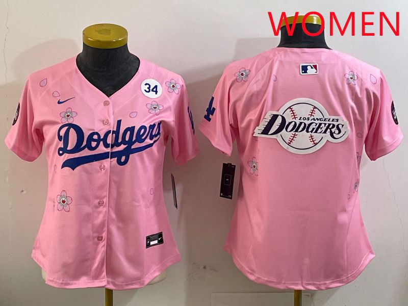 Women Los Angeles Dodgers Blank Pink Sakura Edition 2025 Nike MLB Jersey style 27